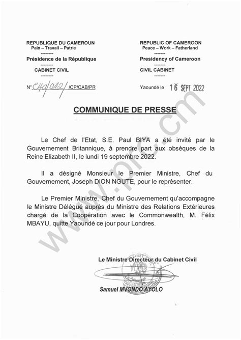 Cabinet Civil PRC on Twitter Le Chef de l Etat S E Paul Biya invité