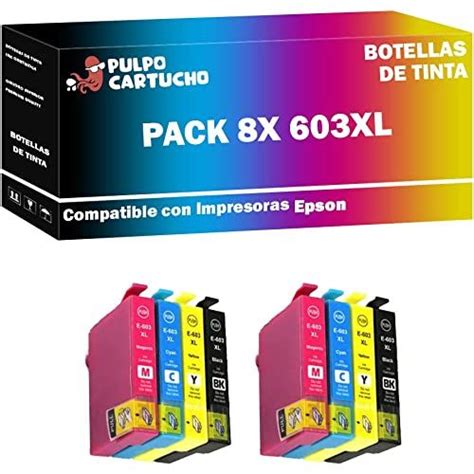 Pulpo Cartucho Pack De 8 Cartuchos De Tinta Compatibles Para Epson