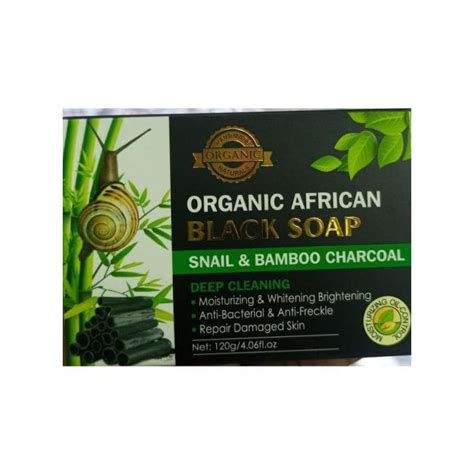 Organic African Black Soap With Snail And Bamboo Charcoal 120g Best