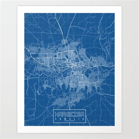 Hargeisa City Map of Somalia - Blueprint Art Print by deMAP Studio ...