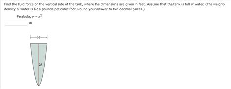 Solved Find The Fluid Force On The Vertical Side Of The Chegg