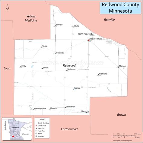 Redwood County Map Minnesota Where Is Located Cities Population Highways And Facts