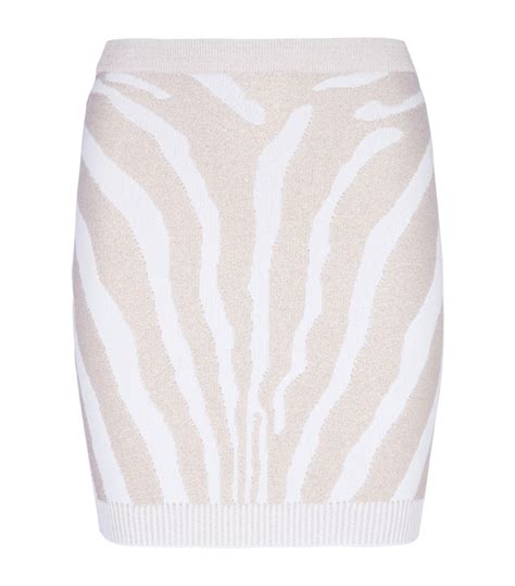 Balmain Zebra Jacquard Mini Skirt Neutrals Editorialist