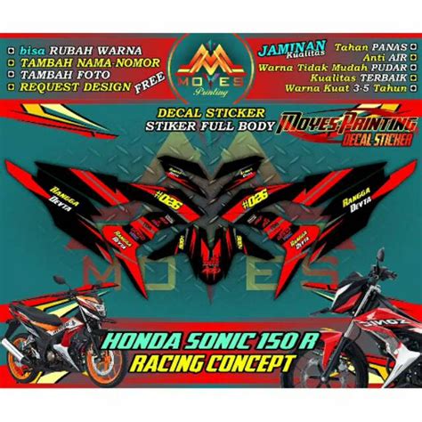 Jual Sticker Motor Honda Sonic R Decal Honda Sonic R Motip Keren