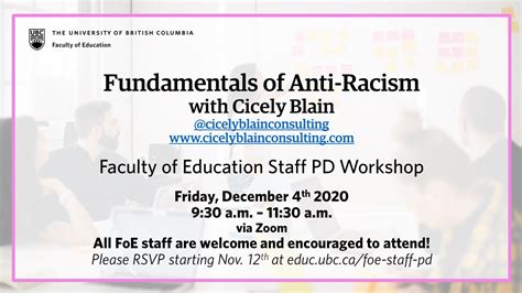 Faculty Of Education Staff Professional Development Workshop Fundamentals Of Anti Racism Part