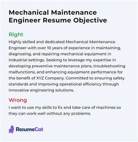 Top Mechanical Maintenance Engineer Resume Objective Examples