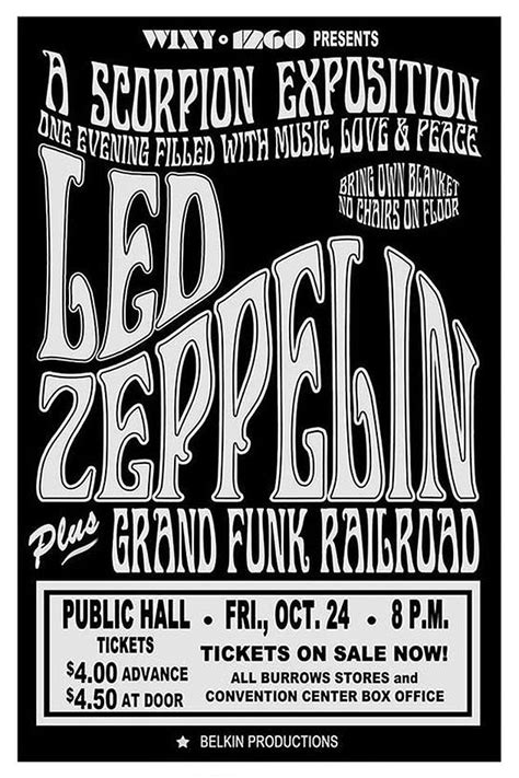 Led Zeppelin 1969 Cleveland Music Concert Posters Led Zeppelin