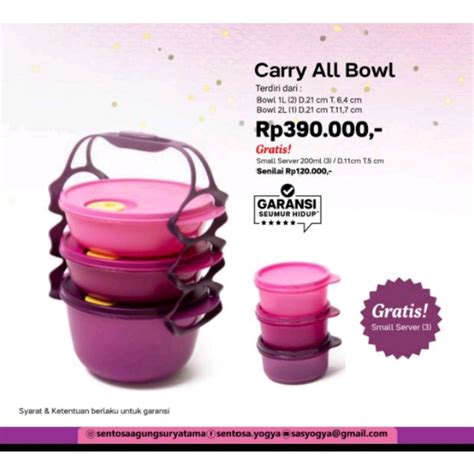 Jual Rantang Tupperware Carry All Bowl Tupperware Free Small Server 3