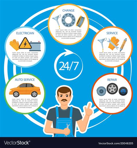 Car Repair Mechanics Services Infographics Vector Image