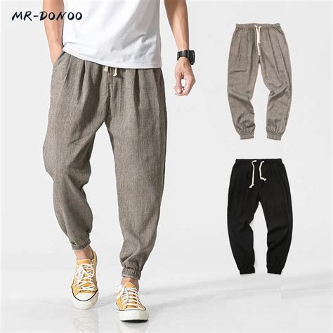 Mrdonoo 2018 Cotton Linen Casual Harem Pants Men Jogger Pants Men Fitness Trousers Male Chinese