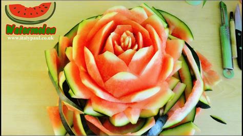 Art In Watermelon Rose Flower Art Of Vegetable And Fruit Carving