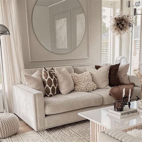 Beige Sofa With Brown Cushions