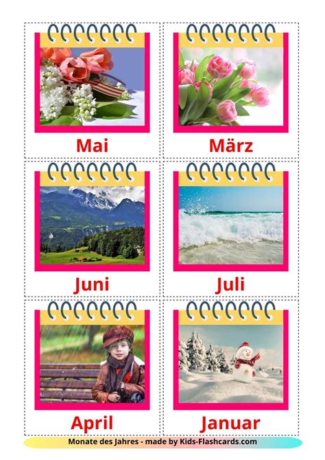 Months of the Year - 12 Free Printable German Flashcards | Flashcards ...