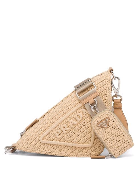 Prada Raffia Triangle Shoulder Bag Farfetch