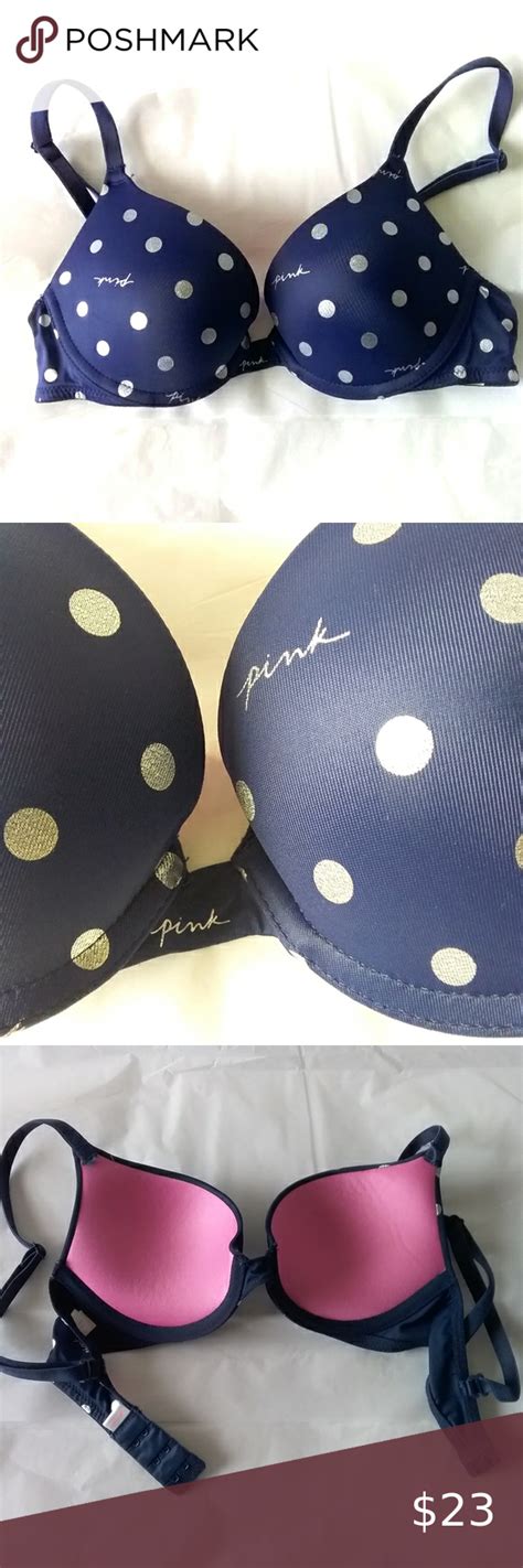 Pink Victorias Secret Wear Everywhere Polka Dot Push Up Bra 28b