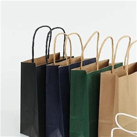 Brown Kraft Paper Twisted Handle Shopping Carrier Bag With Logo Printed