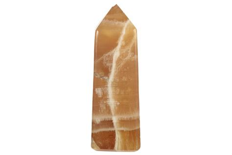 42 Polished Banded Honey Calcite Obelisk 187471 For Sale