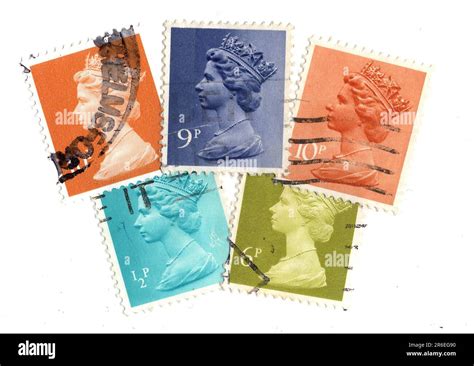 A montage of multi coloured vintage postage stamps from the United ...