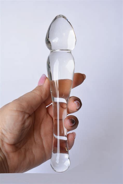 8 Double Glass Dildo Beaded Anal Sex Toy Clear Black Glass Wand Large