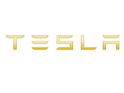 Tesla Metallic Golden Logo Png Transparent Logo