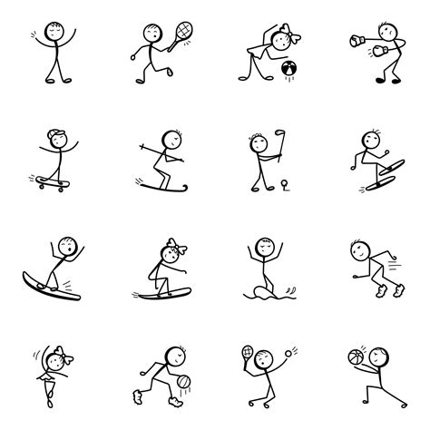 Premium Vector Set Of Sports Stick Figure Icons