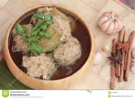 Soup With Bitter Melon Stuffed With Minced Pork Stock Image Image Of Nutrition Gourd 81176311