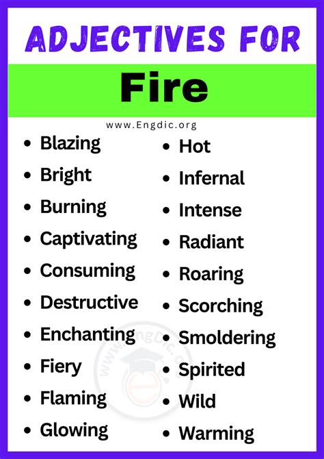 20 Best Words To Describe Fire Adjectives For Fire EngDic