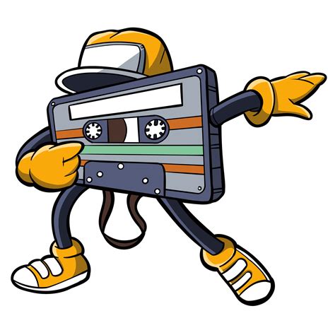 Retro Cassette Tape Cartoon Character Dabbing Dance 42885199 Png