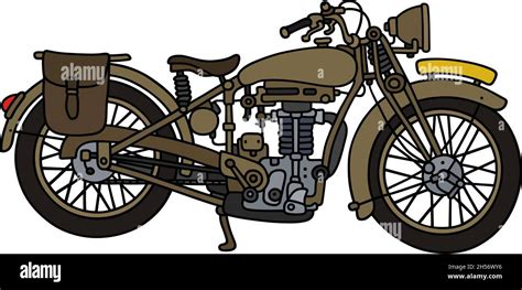 El Dibujo De Mano Vectorizado De Una Moto Militar De Arena Vintage