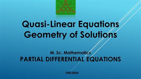 Quasi Linear Equations Geometry Of Solution Partials Differential