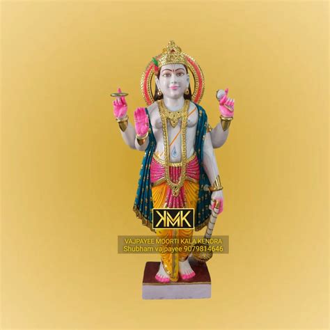 White Painted Vishnu Marble Statue For Worship Size 24 Inch At Rs