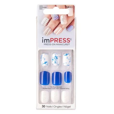 Faux Ongles Impress Press On Manicure Bleu Bipa240c Kiss New York