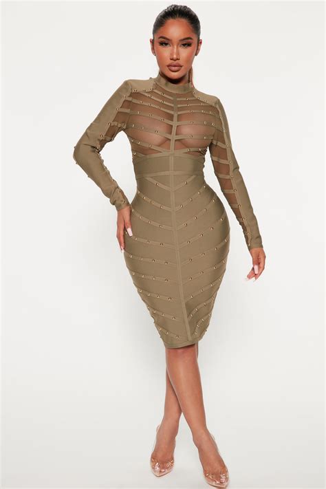 Attention Please Bandage Midi Dress Olive Fashion Nova Dresses Fashion Nova