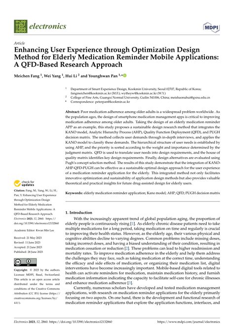 Pdf Enhancing User Experience Through Optimization Design Method For Elderly Medication