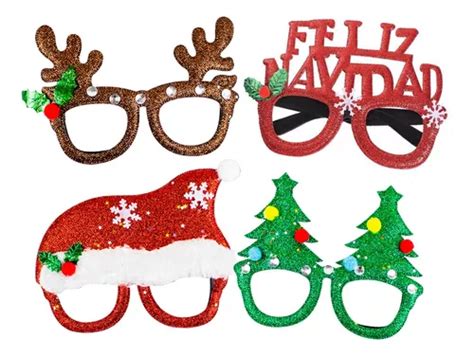 Anteojos Lentes Navidad Navideños Glitter Formas Colores MercadoLibre