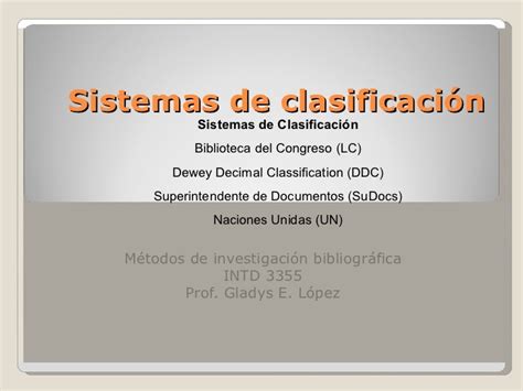 Sistemas De Clasificacion