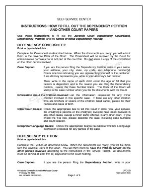 How To Fill Out The Dependency Petition Superior Court Doc