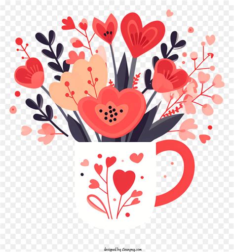 Tasse En Forme De Coeur Vase De Fleurs Rouge Png Tasse En Forme De