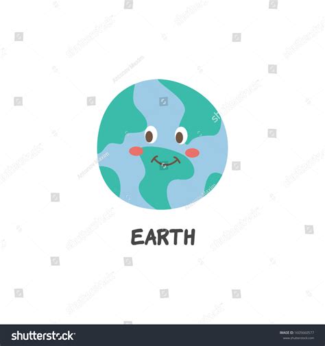 Cute Happy Smiling Earth Planet Flat Stock Vector Royalty Free