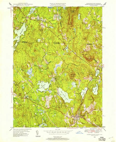 Ashburnham Massachusetts 1950 1958 USGS Old Topo Map Reprint 7x7 MA