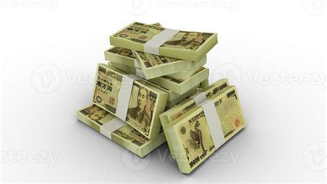 3d Rendering Of Stacks Of Japanese Yen Notes Bundles Of Japanese Yen