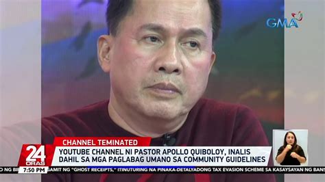 Youtube Channel Ni Pastor Apollo Quiboloy Inalis Dahil Sa Mga Paglabag