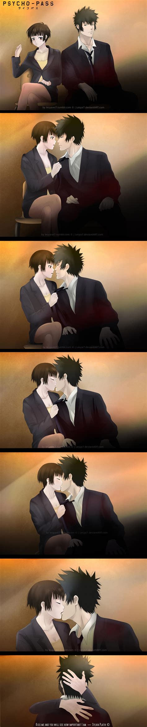 Psycho Pass Kogami X Akane Kissing Comic Strip By Lesya7 On Deviantart