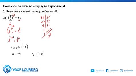 Exercício De Fixação Questão 1 Equação Exponencial Youtube