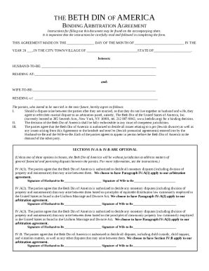 The Beth Din Of America Binding Arbitration Agreement Jewish Doc