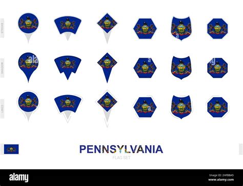 Collection Of The Pennsylvania Flag In Different Shapes And With Three