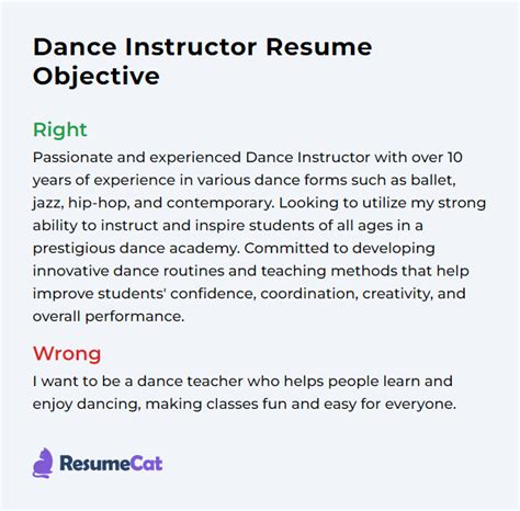 Top 16 Dance Instructor Resume Objective Examples