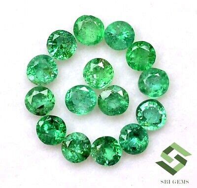 Mm Natural Emerald Round Cut Lot Pcs Cts Calibrated Loose