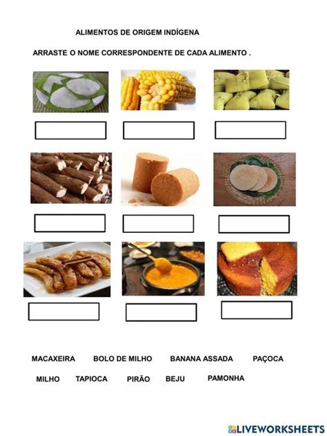 Alimentos de origem indígena worksheet