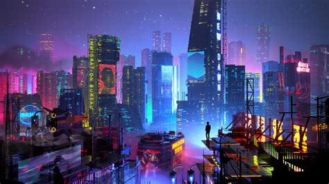 Cyberpunk City Buildings Sci-Fi 4K #3280k Wallpaper PC Desktop